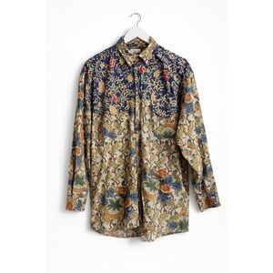 Vintage K.A.D. Clothing Co Mens 100% Cotton Batik Mixed Print Shirt Boho 90s M